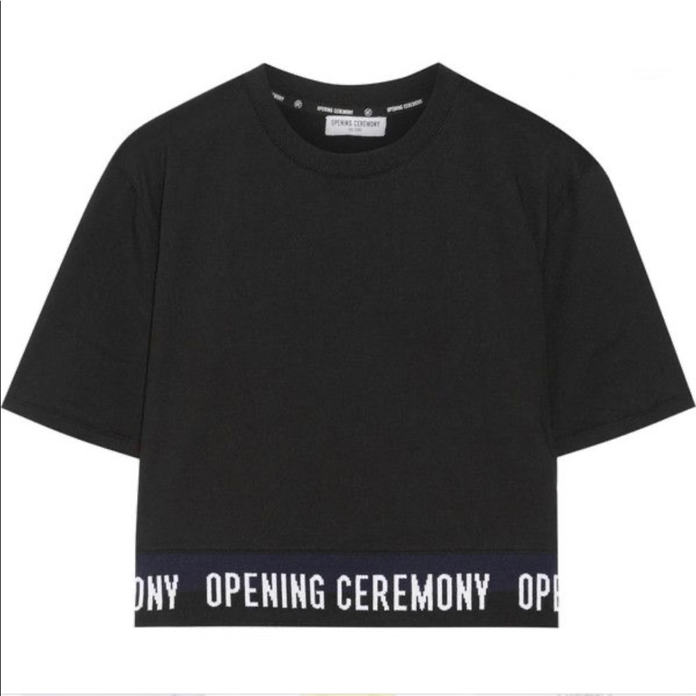 Opening Ceremony Crop Logo Band T-shirt
